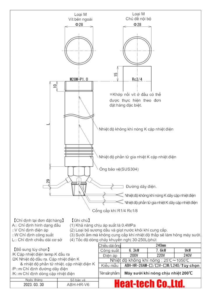 Máy sưởi nóng khí loại 200℃ chống nhiệt  Sê-ri  ABH-HR